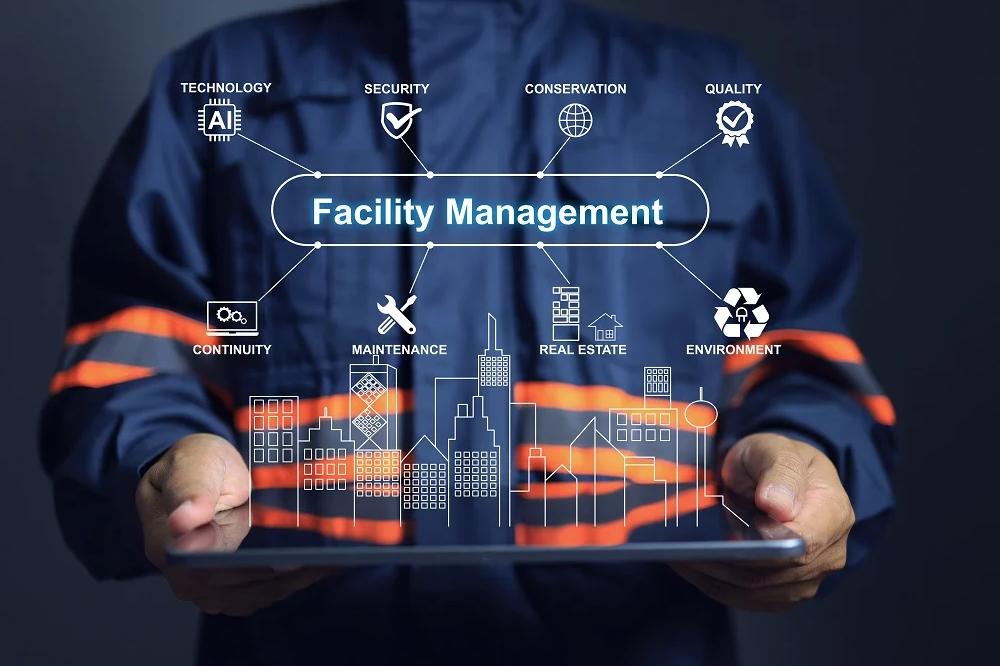 Professional facility management team at work